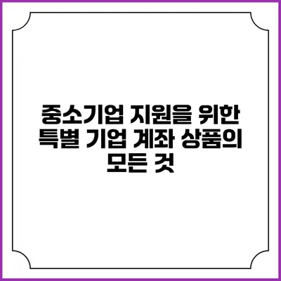 중소기업 지원을 위한 특별 기업 계좌 상품의 모든 것