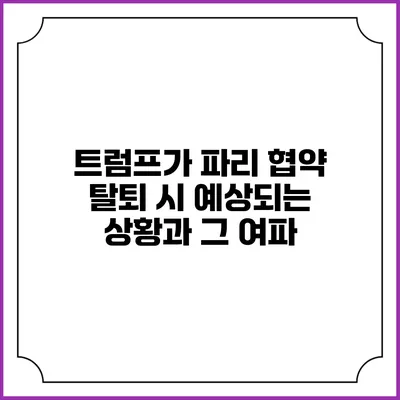 트럼프가 파리 협약 탈퇴 시 예상되는 상황과 그 여파