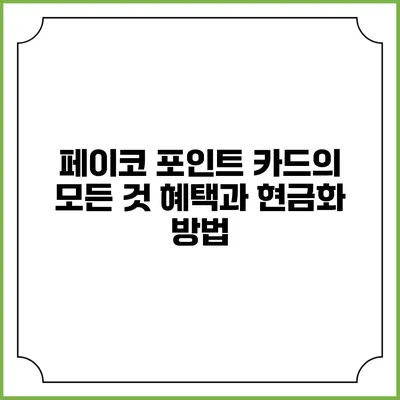 페이코 포인트 카드의 모든 것: 혜택과 현금화 방법